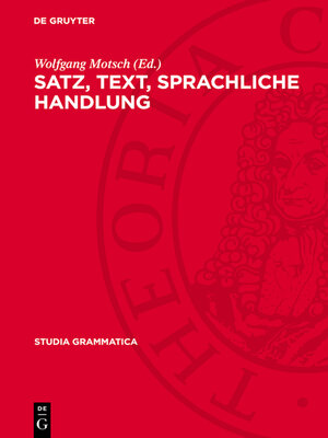 cover image of Satz, Text, sprachliche Handlung